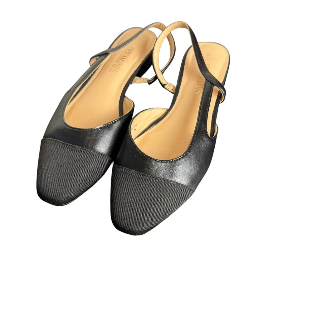 Dream Pairs Womens Black Slingback Low Block Heels Cap Toe Pumps Size 6